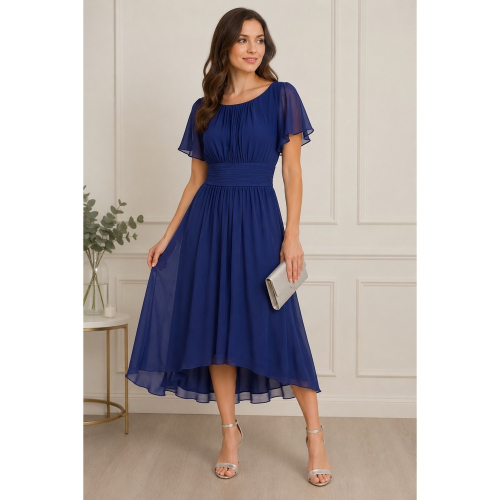 Ever-Pretty Blue Chiffon Flutter Sleeve Cocktail Dress 10 Romantic Guest Formal